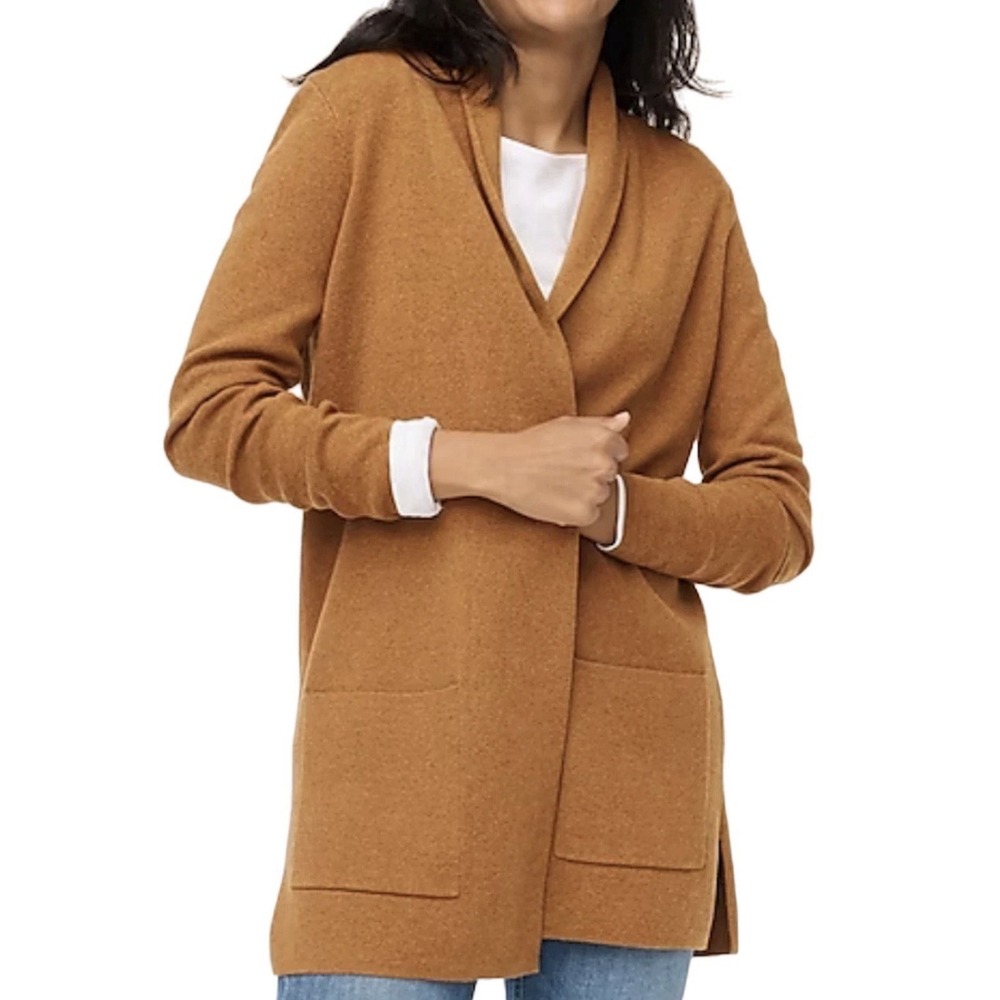 NEW J.CREW HEATHER CAMEL CHELSEA SWEATER BLAZER CARDIGAN SIZE MEDIUM BA866 NWT
